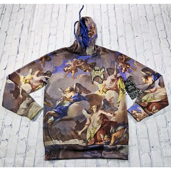 Rebel Vengeance Boticelli Wearable Art Print Hoodie Pullover MENS SIZE S - Picture 1 of 13